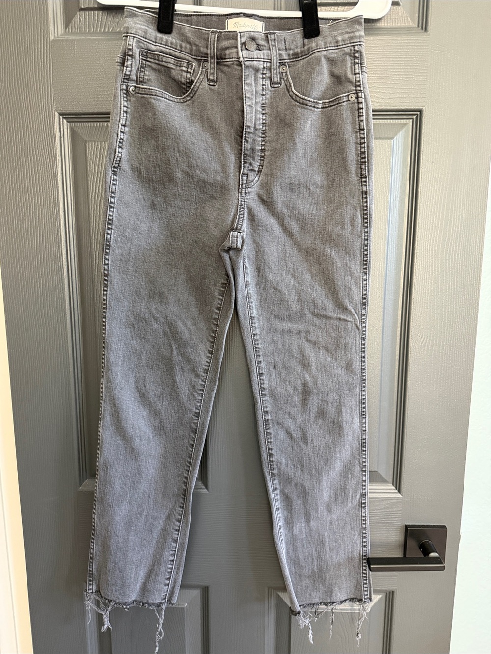Madewell Straight-Leg High-Rise Jeans in Light Gray